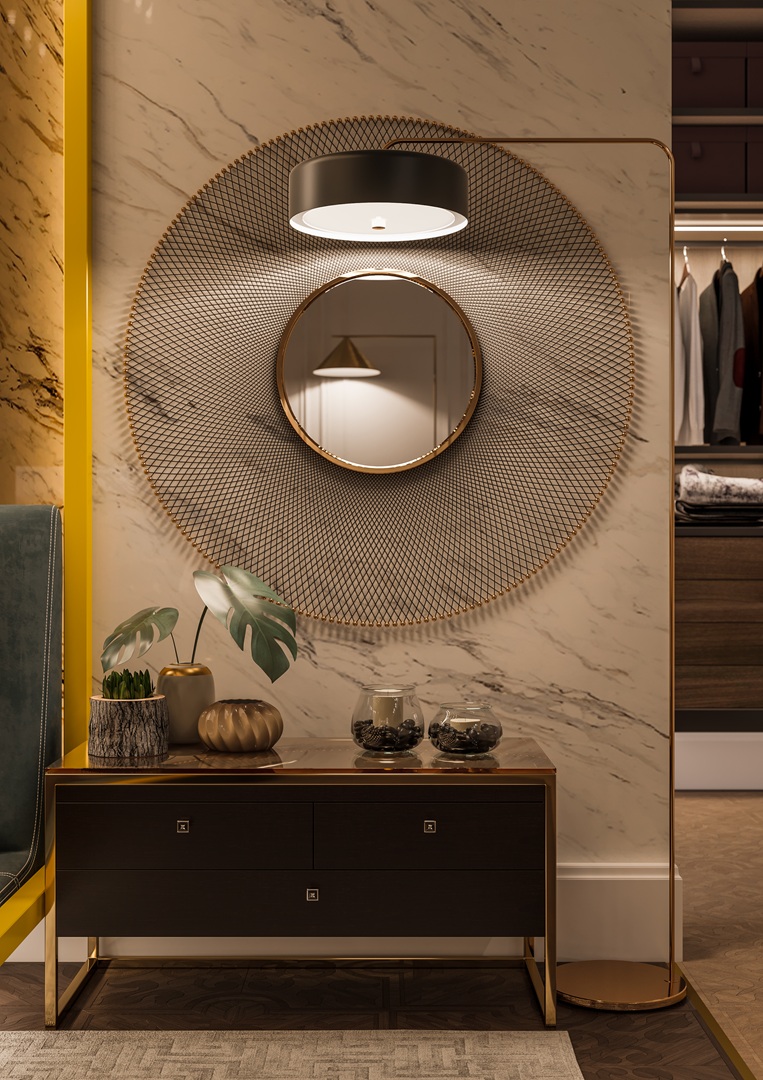 مرآة حائط مستديرة مميزة بتصميم إطارها