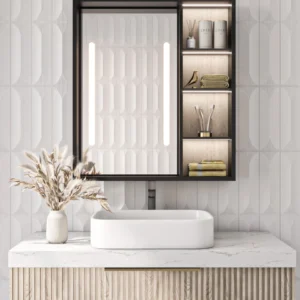 0005026 cavena led mirror cabinet with shelves
