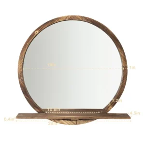 Kiko Round wall mirrors with natural wood frame - Image 2