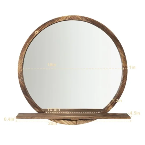 Kiko Round wall mirrors with natural wood frame - Image 2