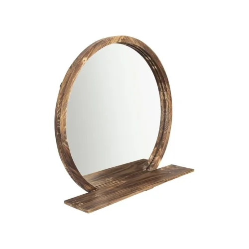 Kiko Round wall mirrors with natural wood frame - Image 3