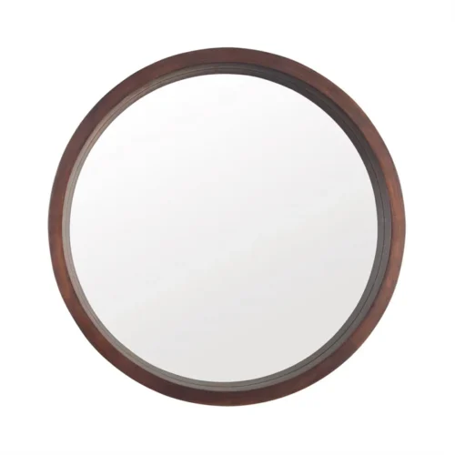 0005755 gravity round wood wall mirror