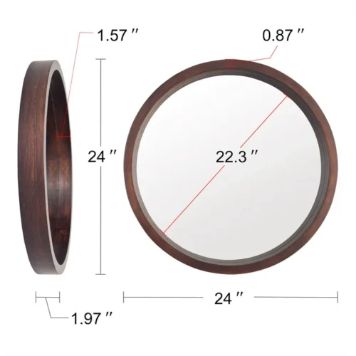 0005756 gravity round wood wall mirror