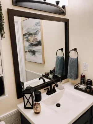 Tiba rectangular wall mirror with brown frame