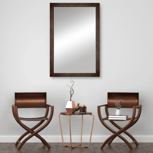 Tiba rectangular wall mirror with brown frame - Image 3