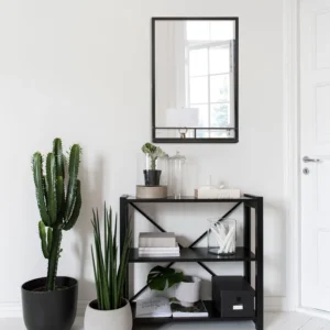 Davis rectangular wall mirror with metal frame - Image 4
