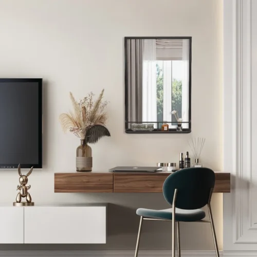 Davis rectangular wall mirror with metal frame - Image 7