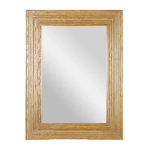 Aram Rectangular Wall Mirror - Natural Brown Wood Frame - Image 3