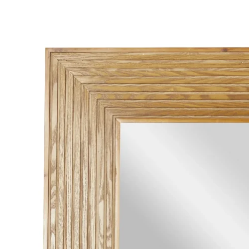 Aram Rectangular Wall Mirror - Natural Brown Wood Frame - Image 4