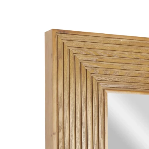 Aram Rectangular Wall Mirror - Natural Brown Wood Frame - Image 5
