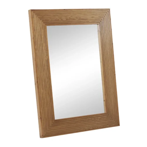 Aram Rectangular Wall Mirror - Natural Brown Wood Frame - Image 6