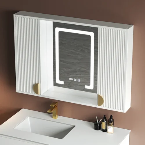 0008566 led bathroom mirror with side medicine cabinet wall mounted