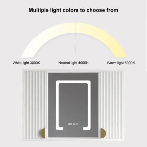 0008571 led bathroom mirror with side medicine cabinet wall mounted