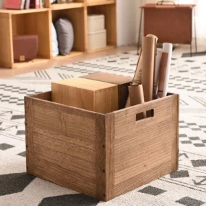 Tic-Tac Wooden Cube Storage Box
