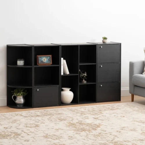 0003004 daizzy black corner shelf unit 3 shelves