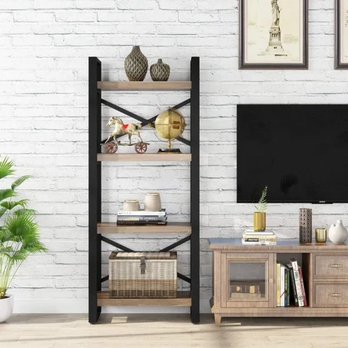 0003089 narny wood and metal framed shelving unit