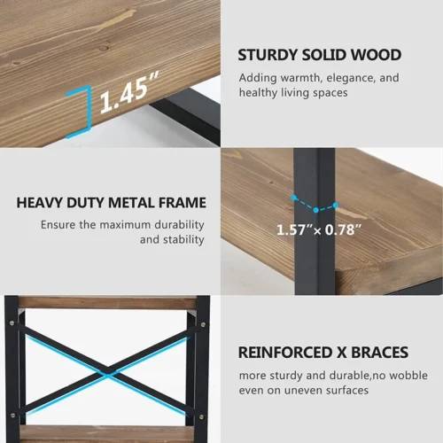 0003090 narny wood and metal framed shelving unit