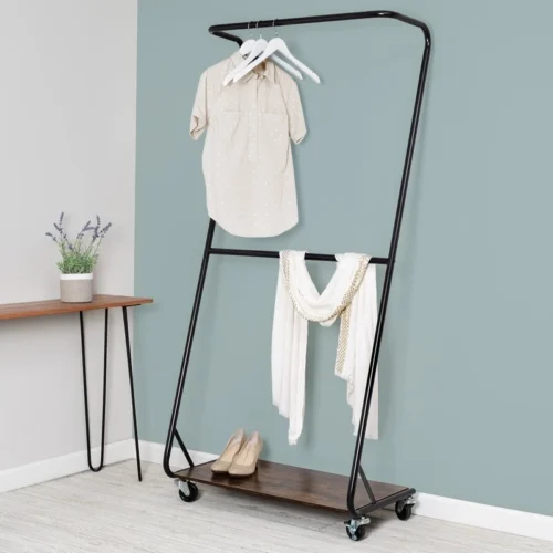 0003137 luxe rolling clothes rack double rod