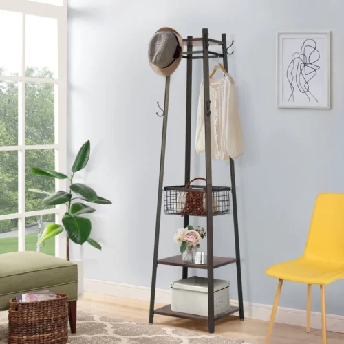 0003138 rackara metal coat rack hooks and shelves