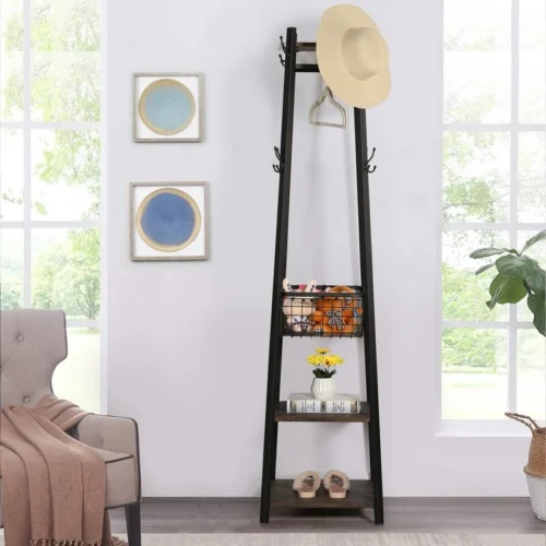 0003139 rackara metal coat rack hooks and shelves