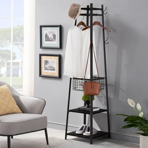 0003143 rackara metal coat rack hooks and shelves