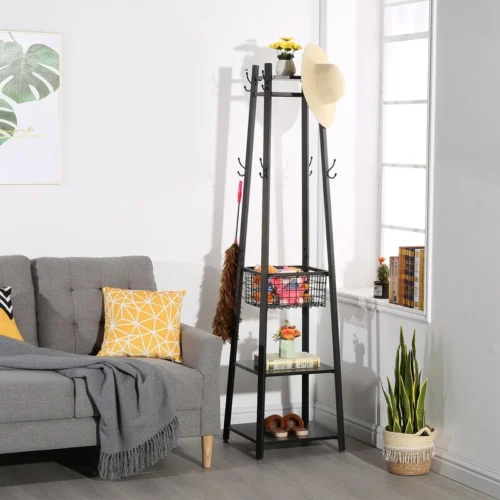 0003145 rackara metal coat rack hooks and shelves