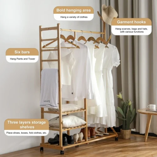 0003193 dhyana rolling clothes rack organizer