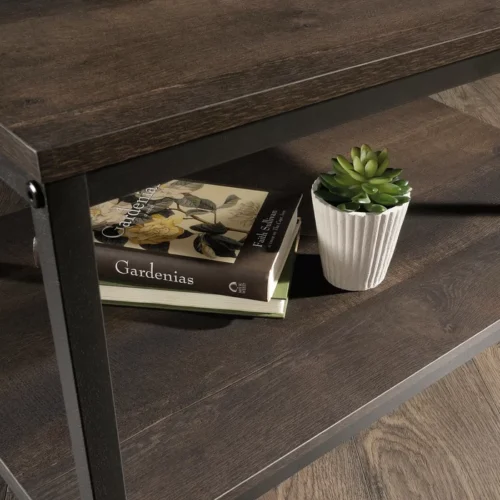 0006139 kavalli steel and wood coffee table 2 tier