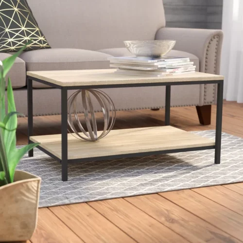 0006144 kavalli steel and wood coffee table 2 tier