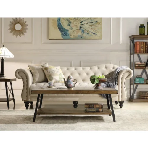 0006297 bleak wood and metal coffee table with storage
