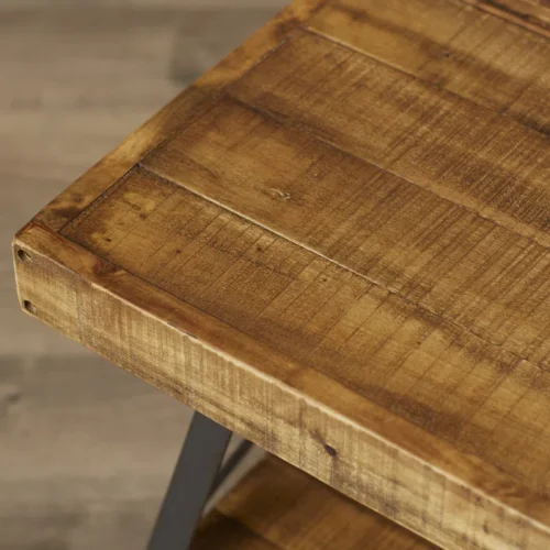 0006301 bleak wood and metal coffee table with storage