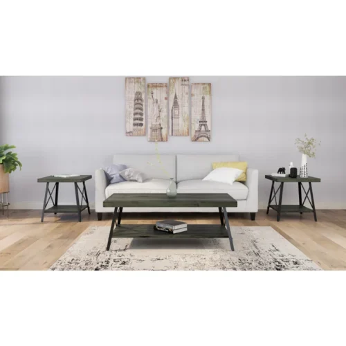 0006304 bleak wood and metal coffee table with storage