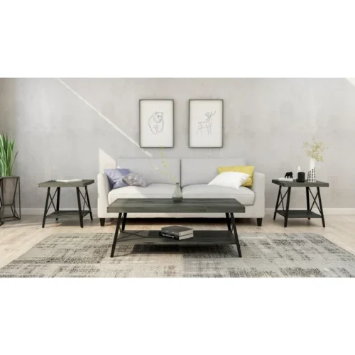 0006305 bleak wood and metal coffee table with storage