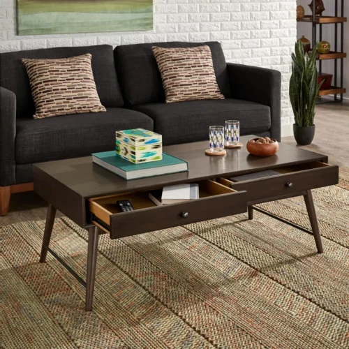 0006405 itano wood coffee table with drawers