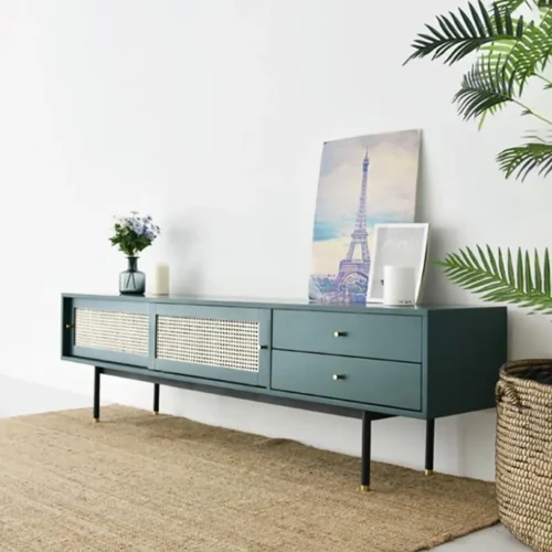 0007175 yatta modern tv stand with storage metal base