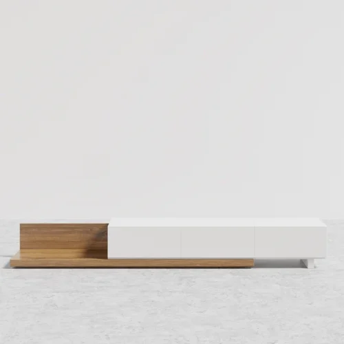 0008040 seyra wood extendable tv stand with 3 drawers