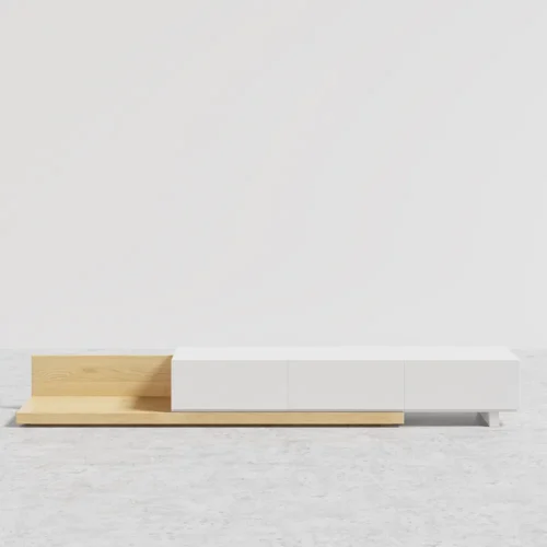 0008064 seyra wood extendable tv stand with 3 drawers