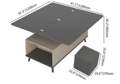 0008515 5 pieces lift top coffee table set with storage convertible dining table with ottomans