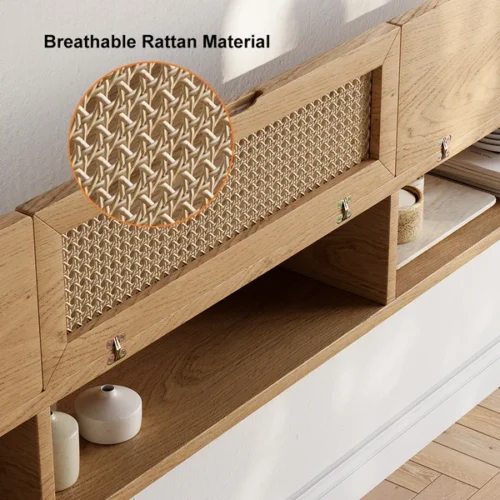 Ajari a rattan TV stand with wood - Image 5