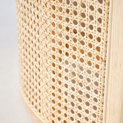 0009031 2 tiered japandi round wood coffee table with rattan base