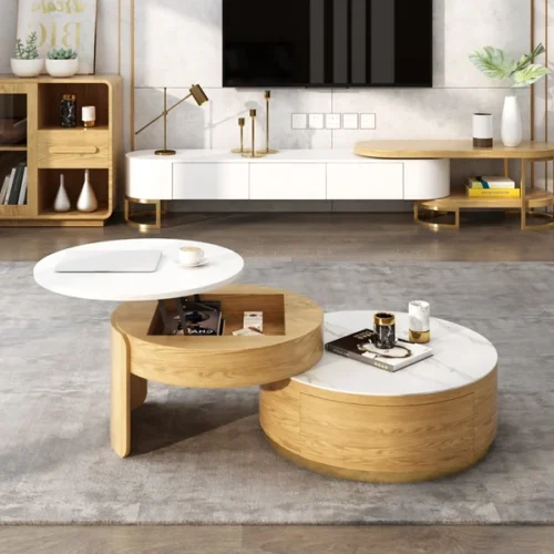 0009060 doba coffee table natural wood with drawers