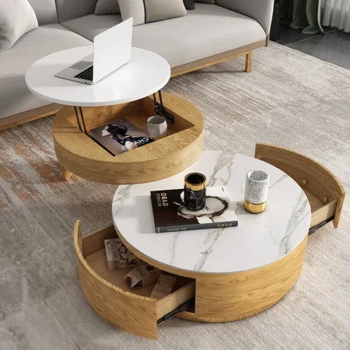 0009061 doba coffee table natural wood with drawers