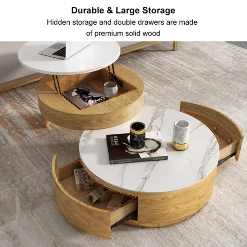 0009063 doba coffee table natural wood with drawers