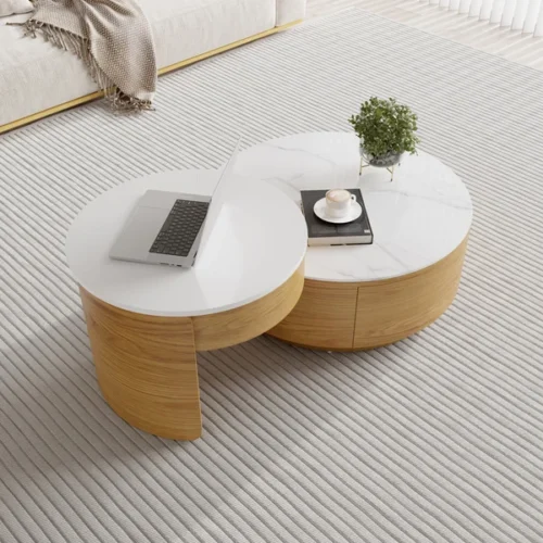 0009065 doba coffee table natural wood with drawers