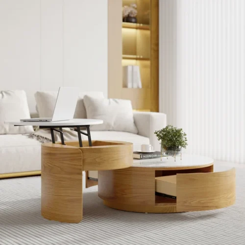 0009067 doba coffee table natural wood with drawers