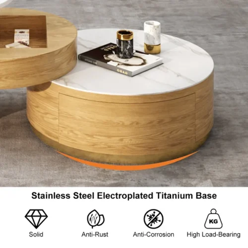 0009070 doba coffee table natural wood with drawers