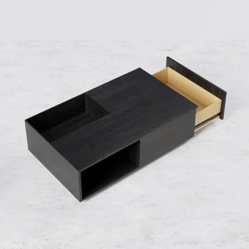 0009093 crator rectangular wood coffee table with drawer removable tray top black walnut a