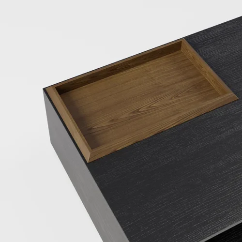 0009095 crator rectangular wood coffee table with drawer removable tray top black walnut a