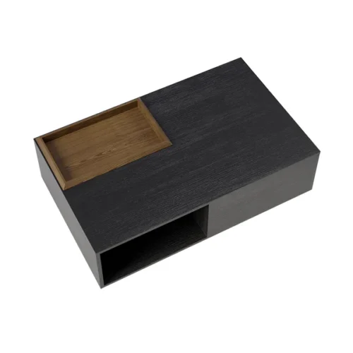 0009096 crator rectangular wood coffee table with drawer removable tray top black walnut a