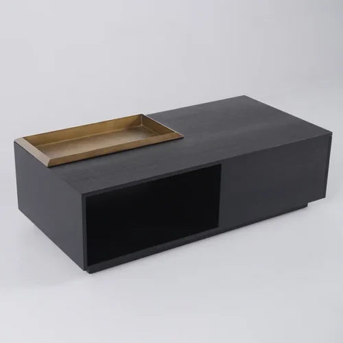 0009097 crator rectangular wood coffee table with drawer removable tray top black walnut a